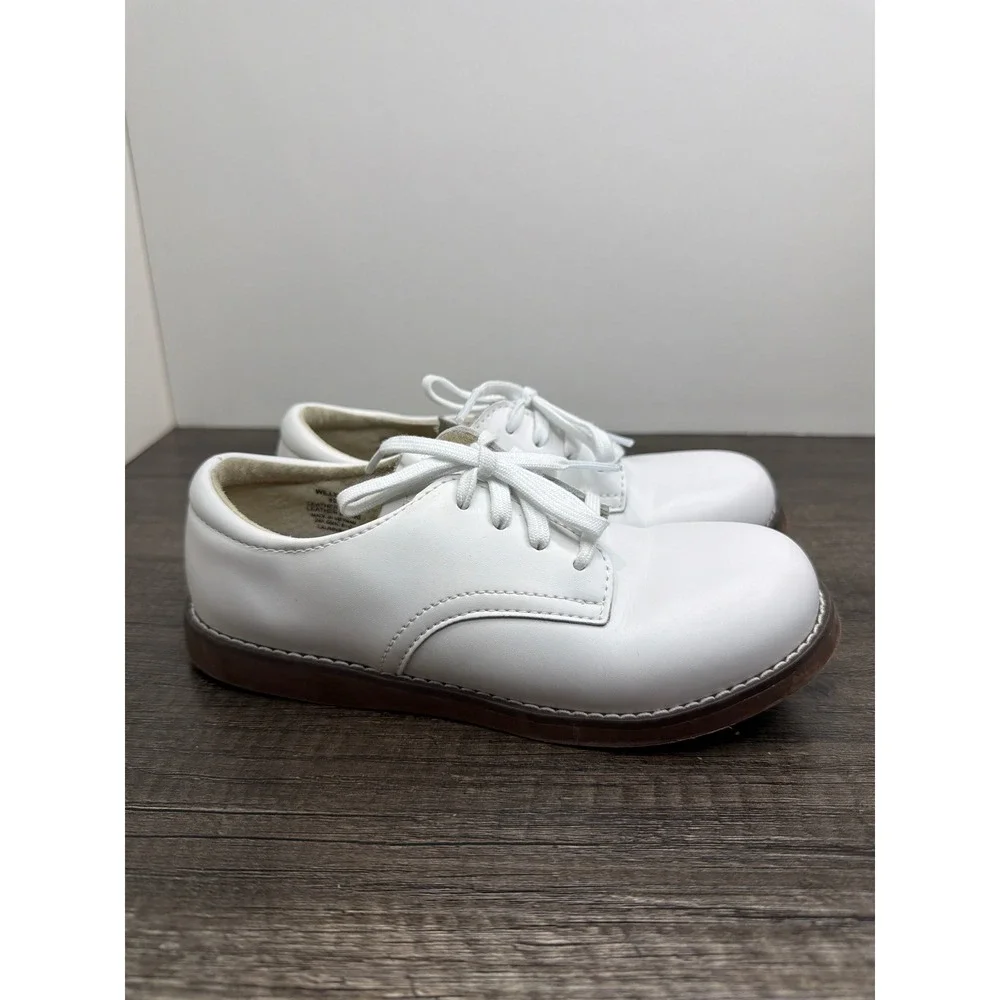 Footmates Willy Oxford Boys 13.5 White Leather Lace Up Classic Preppy EUC
